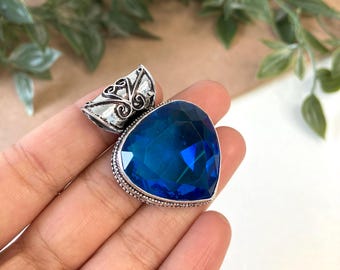 Blue Topaz Pendant - Sterling Silver Gemstone Necklace - December Birthstone Jewelry - Dainty Handmade Gift for Her - Elegant Blue Jewelry