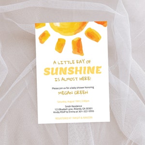 Sunshine Baby Shower Invite Bundle Gender Neutral Baby Shower Bundle Sun Baby Shower Invite Editable Sunshine Baby Shower Invitation Set