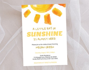 Sunshine Baby Shower Invite Bundle Gender Neutral Baby Shower Bundle Sun Baby Shower Invite Bearbeitbare Sunshine Baby Shower Einladung Set
