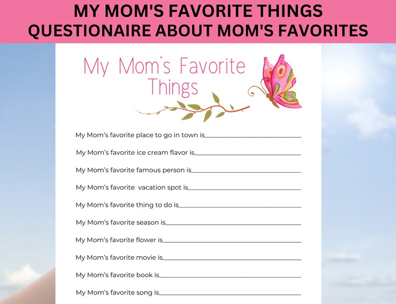 All About My Mom Questionnaire Printable Favorite Things Etsy All about my mom questionnaire printable favorite things etsy