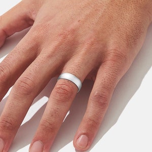 6mm Silver Wedding Band, Silver Plated Matte Men&#39;s Wedding Ring, 6mm Wedding Band in Sterling Silver, Matte Finish Wedding Ring for Men