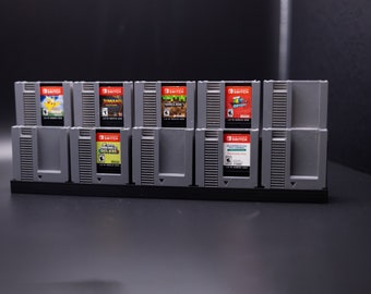 Nintendo Switch cartridge cases and display. Retro NES Style