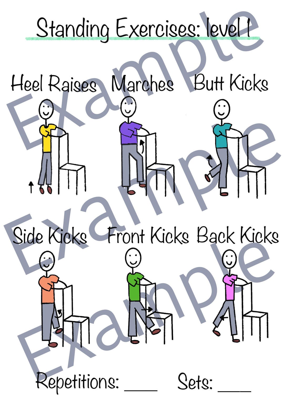Six Home Health Physical Therapy Home Exercise Program Print Outs - Etsy