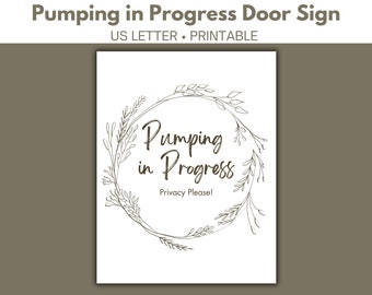 Pumping Room Sign | Pumping in Progress Door Sign | Pumping Sign Printable | Nursing Room Sign | Mother's Room Sign | Privacy Sign