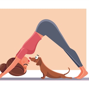 Art Meditation Yoga Print Cute Dog Puppy Digital High Quality Healing Calming