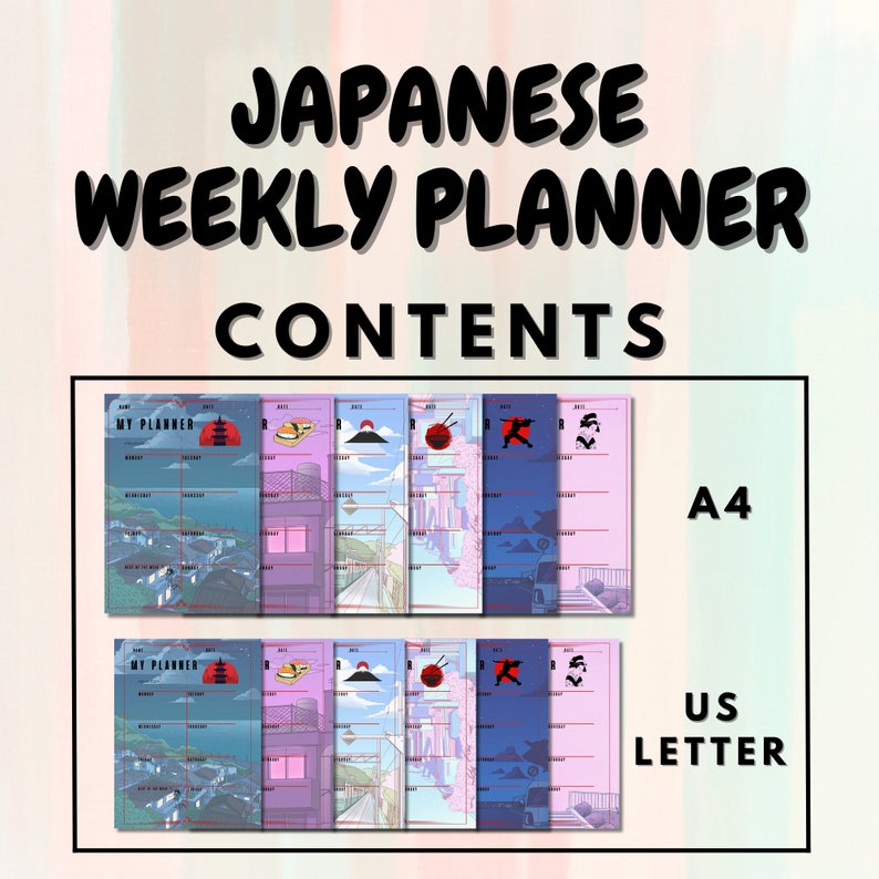 Weekly Planner, Japanese Weekly Planner, Digital Planner, Printable ...