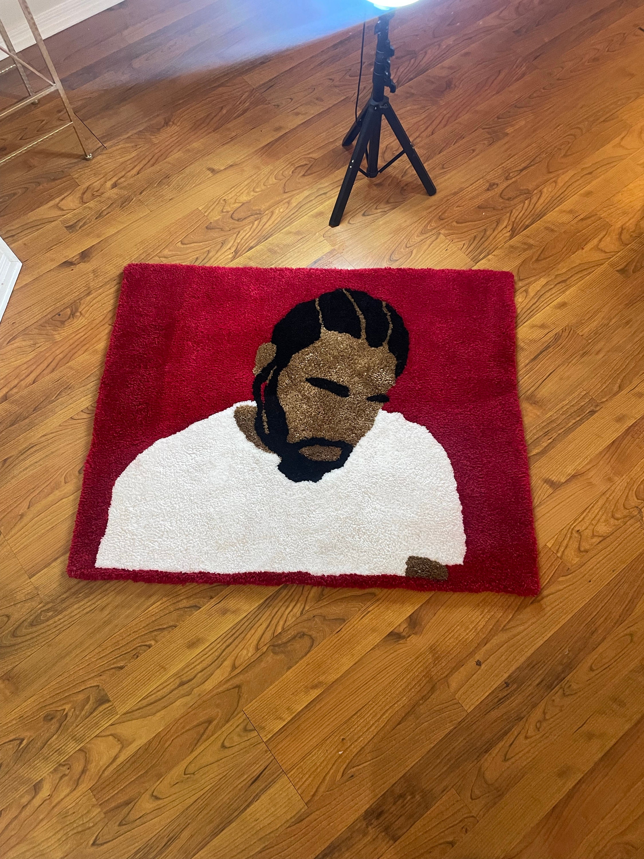 Kendrick Lamar DAMN. Album Inspired Handmade Tufted Rug, 36x20" Acrylic