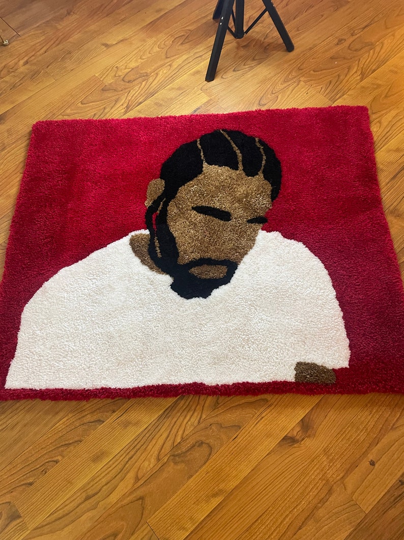 Kendrick Lamar DAMN. Album Inspired Handmade Tufted Rug, 36x20