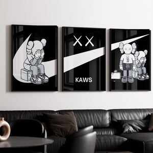Santa Kaws Set of 3 Printable Poster, Cristmas Hypebeast