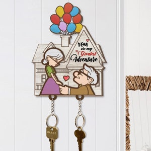 Personalized Couple Up House Keychain, Couple Key Holder, Anniversary Gift Idea, Gift for Couples, Up Movie Inspired Keychain, New Home Gift
