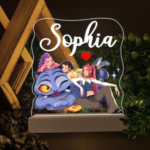 Kids Character LED Personalized Lamp, Custom Name Kpop Demon Hunters Night Light, Kpop Huntrix Lamp, Demon Hunter Gift Huntrix Birthday Gift