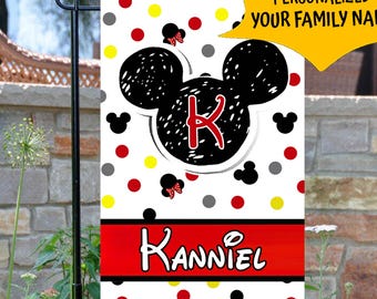 Personalized Mickey Mouse Garden Flag, Disney Welcome Sign
