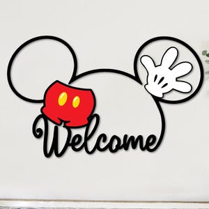 Personalized Mickey Mouse Door Sign with Custom Name, Mickey Welcome Door Hanger Disney Themed Birthday Gift Disney Fan Gift Wall Decor 2025