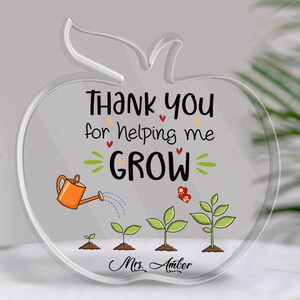 Personalized Thank You Teacher Plaque Custom Name Teacher Plaque Back To School Teacher Gift Apple Shaped Teacher Gift Retired Teacher Gift