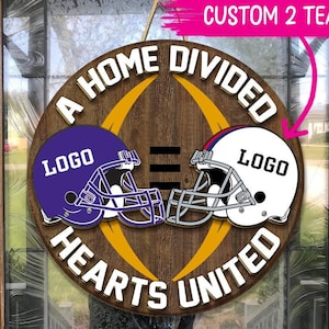 Personalized House Divided Football Door Hanger: Sports Team Sign