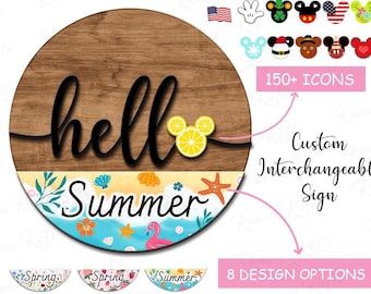 Personalized Hello 4 Seasons Sign, Custom Mickey Mouse Interchangeable Decor