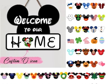 Personalized Disney Mouse Welcome Sign, Interchangeable Home Decor