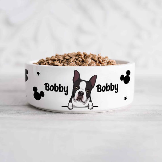 Personalized Mickey Mouse Ceramic Pet Bowl, Custom Disney Dog Bowl