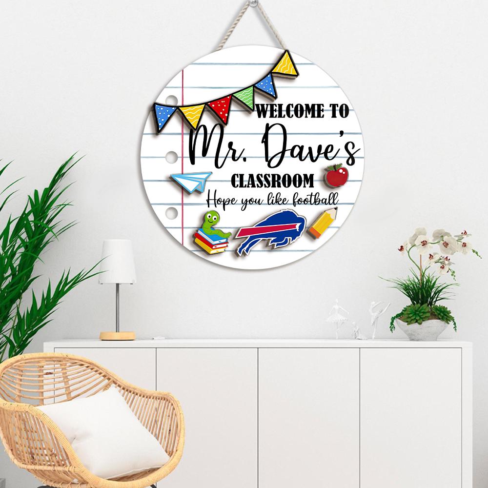 Custom Teacher Classroom Welcome Door Hanger, Custom Teacher Name Sign, Teacher Sign, Football Decor, Teacher and Football, Gift to Teachers
