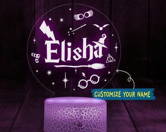 Personalized Wizard World LED Light: Custom Name Acrylic Sign