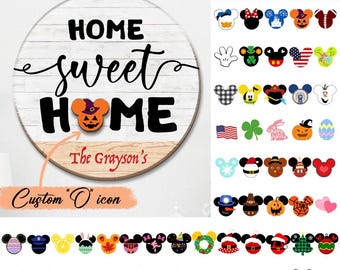 Personalized Home Sweet Home Sign, Disney Mickey Interchangeable Decor
