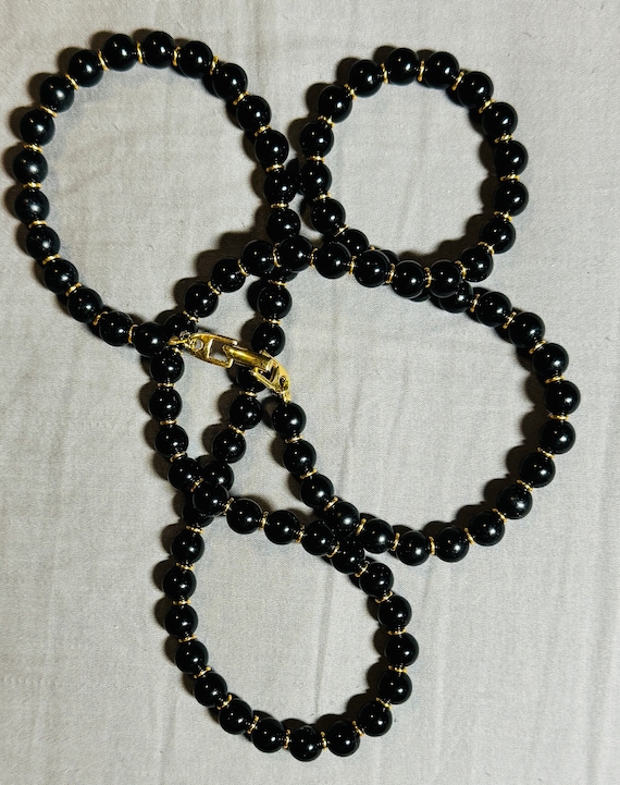 Necklace, 28" medium Black mineral beads - image 1