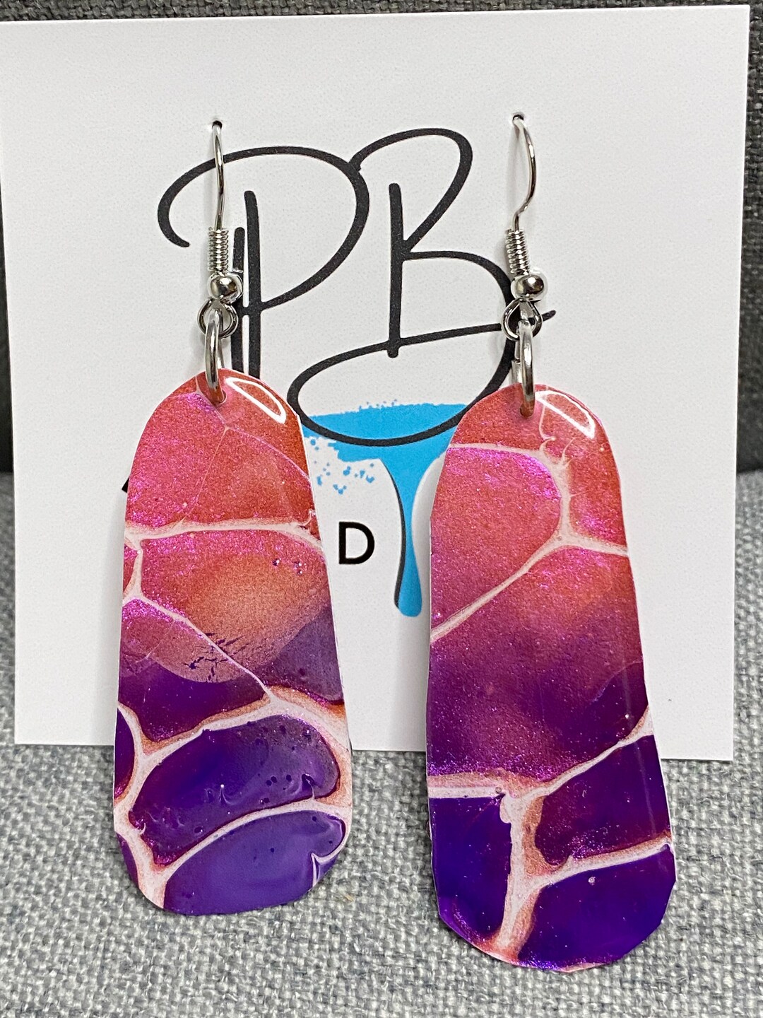Pink and Purple Dangle Earrings, Hot Pink Earrings, Purple Earrings