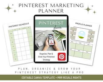 Pinterest Marketing Planner | Canva Template, Board Organizer (MRR)