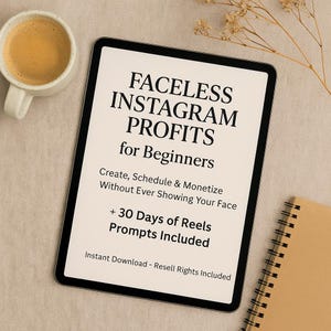 Gesichtslose Instagram-Gewinne für Anfänger | Digitaler Ratgeber 30-Tage-Rollen-Plan | PLR & Wiederverkaufsrechte eBook | Passives Einkommen Digitales Produkt