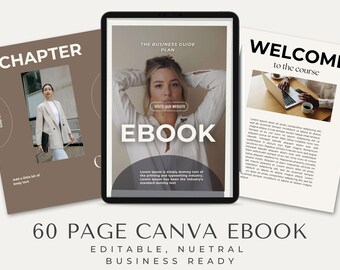 60 Page Canva eBook Template | PLR MRR Workbook for Coaches | Editable Digital Product | Neutral Business Guide