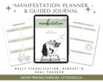 Manifestation Planner and Guided Journal | Daily Visualization, Mindset & Goal Tracker Digital Download