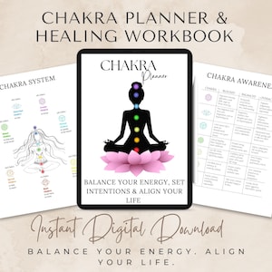 Chakra Planner & Energy Healing Journal 7 Chakra Workbook for Self-Discovery, Mindful Meditations  and Crystal Rituals Digital Download