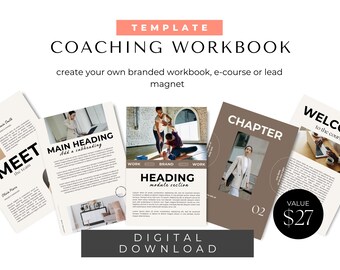 Online Workbook Template Canva | 60 Page Editable Workbook for Coaches & Courses | Neutral Digital Guide PDF