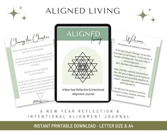 Aligned Living | Sacred Feminine New Year Alignment Journal for Reflection, Cycles & Intentional Living (Printable PDF)