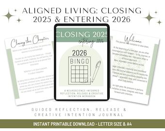 End of Year Reflection & Manifestation Journal 2026 | New Year Ritual Workbook | Intentional Goal Setting Creative Bingo Vision