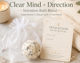 Clear Mind Intention Bath Ritual Bomb, Handmade Self Care Gift Pouch