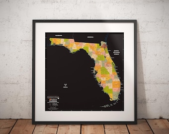 Modern Florida Map | state | city | county | zip | Hip digital download