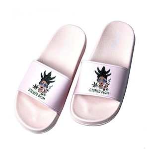 Stoner Mom Print Pink Slide Sandals