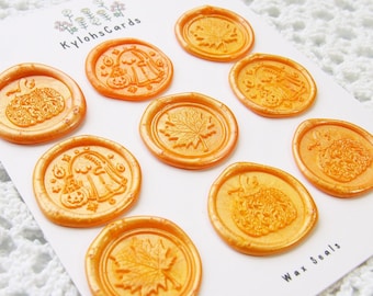 Fall, Thanksgiving Themed Wax Seal Stickers | Perfect for Party Invitations, Greeting Cards, Fall Decor, Scrapbooking | Unique