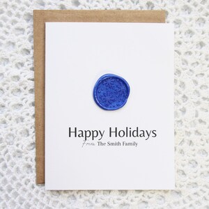Joyeuses fêtes, carte de joyeux Noël avec sceau de cire | Carte personnalisée faite main, carte de voeux, avec autocollant de cire assorti | Carte unique
