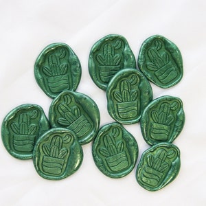Lot de 9 stickers en cire de cactus | Cachet de cire à faire soi-même, autocollant, faire-part à une fête, courrier amusant, tenue de journal, carte de remerciement, tampon de cire