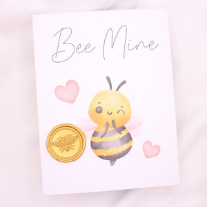 de voeux vierge de carte d'anniversaire d'abeille | Carte de Saint-Valentin, carte d'amour, anniversaire, mignon | Mine d'abeille | Jolie carte avec autocollant de cire