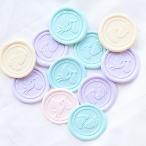 Lot de 9 autocollants en cire pour bébé | Cire à cacheter à faire soi-même, autocollant, baby shower, nouveau-né, carte de remerciement, album de coupures, tampon de cire
