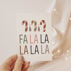 Fa La La La La, joyeux Noël, joyeuses fêtes, carte de voeux de saison pour famille, amis, collègues | Avec autocollant pour sceau de cire