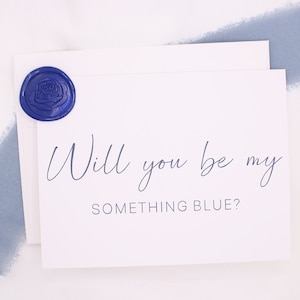 Carte de vœux simple, bleu sera-t-elle pour moi, avec cachet de cire | Avec l'autocollant de cire assorti | Carte quelque chose de bleu avec cachet de cire bleu