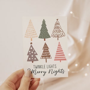 Lumières scintillantes et joyeuses nuits, joyeux Noël, joyeuses fêtes, carte de voeux de saison pour la famille, les amis, les collègues | Avec autocollant de cire