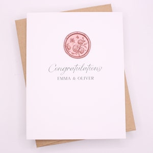Carte de mariage de félicitations | autocollant pour joint de cire | Carte personnalisée pour mariage | Félicitations pour votre mariage | Carte de célébration