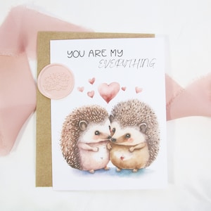 Carte d'anniversaire de hérisson vierge | Carte de Saint-Valentin, Carte d'amour | Carte drôle mignonne de couple de hérisson | Avec autocollant de cire