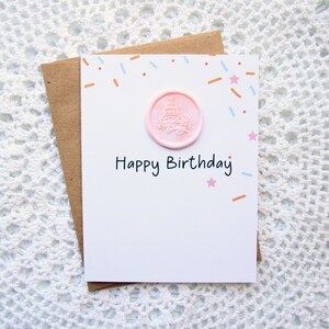 Joyeux anniversaire avec cachet de cire | Carte de voeux d'anniversaire unique avec cachet de cire et deuxième autocollant de cachet de cire pour sceller l'enveloppe