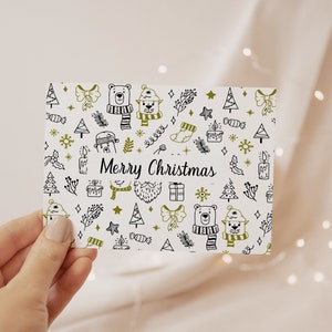 de Noël, carte de joyeux Noël avec autocollant de cire de Noël assorti | Carte pour la famille, les amis, les collègues | Carte pour les Fêtes, Mignonne |